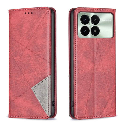 For Xiaomi Redmi K70 / K70 Pro Rhombus Texture Magnetic Leather Phone Case(Red) - K70 Pro Cases by PMC Jewellery | Online Shopping South Africa | PMC Jewellery | Buy Now Pay Later Mobicred