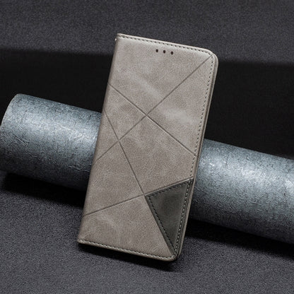 For Xiaomi Poco M6 Pro 4G Rhombus Texture Magnetic Leather Phone Case(Grey) - Xiaomi Cases by PMC Jewellery | Online Shopping South Africa | PMC Jewellery | Buy Now Pay Later Mobicred