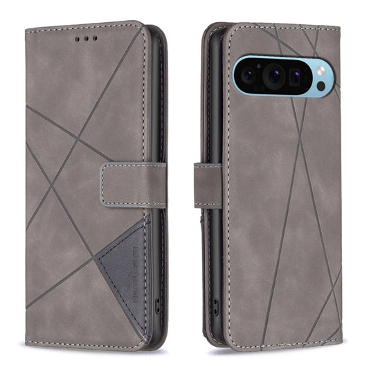 For Google Pixel 9 Pro Magnetic Buckle Rhombus Texture Leather Phone Case(Grey) - Google Cases by PMC Jewellery | Online Shopping South Africa | PMC Jewellery | Buy Now Pay Later Mobicred