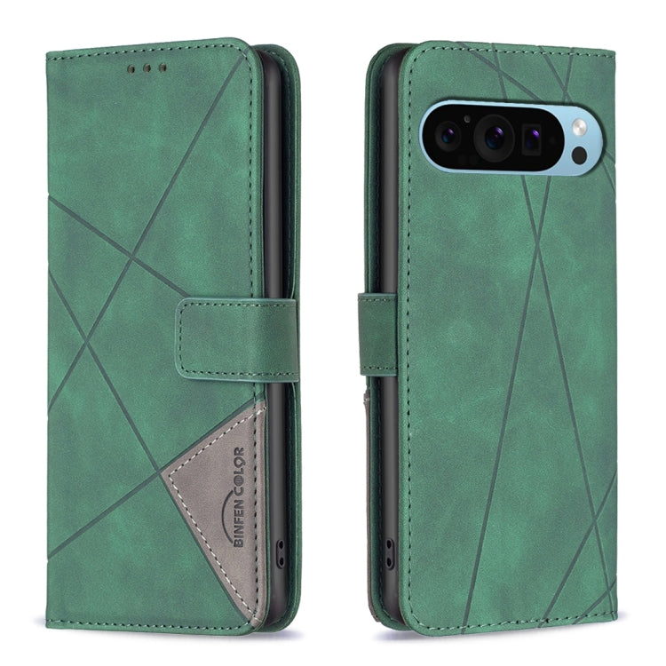 For Google Pixel 9 Pro Magnetic Buckle Rhombus Texture Leather Phone Case(Green) - Google Cases by PMC Jewellery | Online Shopping South Africa | PMC Jewellery | Buy Now Pay Later Mobicred