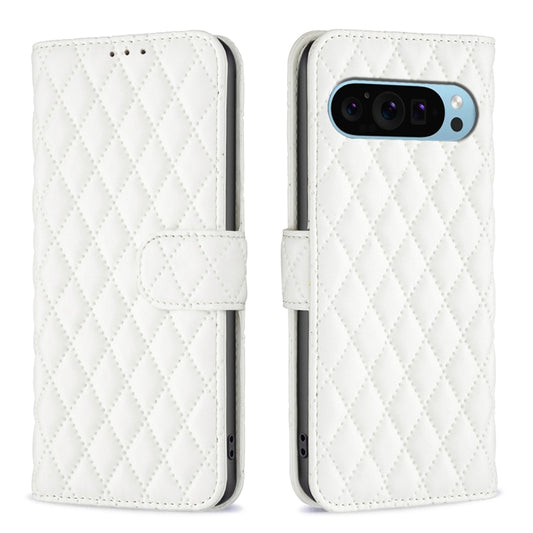 For Google Pixel 9 Diamond Lattice Wallet Leather Flip Phone Case(White) - Google Cases by PMC Jewellery | Online Shopping South Africa | PMC Jewellery | Buy Now Pay Later Mobicred