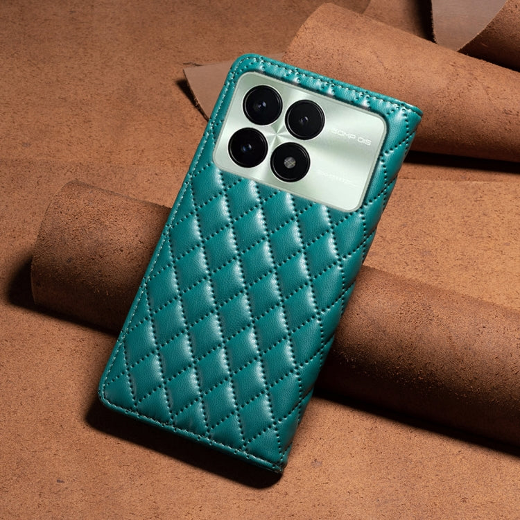 For Xiaomi Redmi K70 / K70 Pro Diamond Lattice Magnetic Leather Flip Phone Case(Green) - K70 Pro Cases by PMC Jewellery | Online Shopping South Africa | PMC Jewellery | Buy Now Pay Later Mobicred