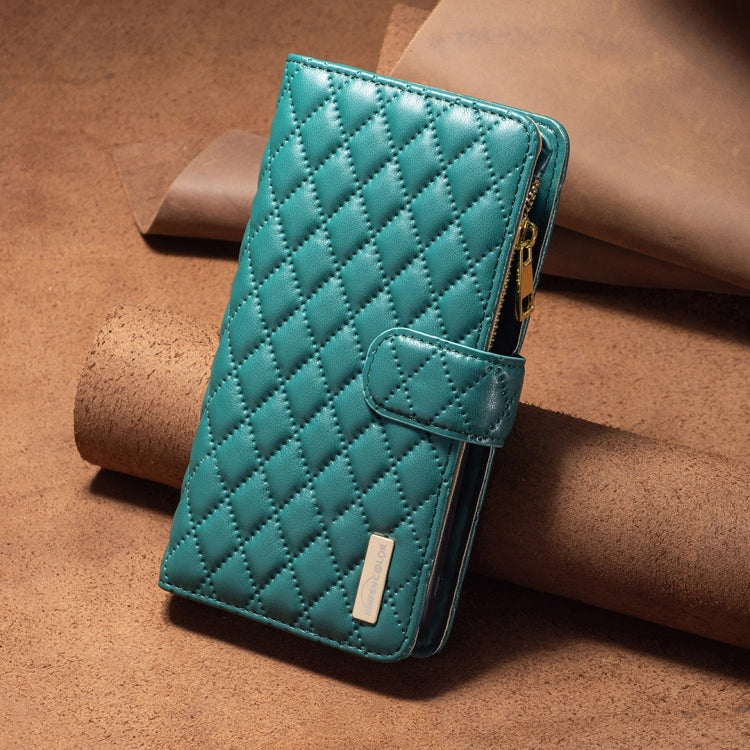 For Xiaomi Redmi K70 / K70 Pro Diamond Lattice Zipper Wallet Leather Flip Phone Case(Green) - Xiaomi Cases by PMC Jewellery | Online Shopping South Africa | PMC Jewellery | Buy Now Pay Later Mobicred