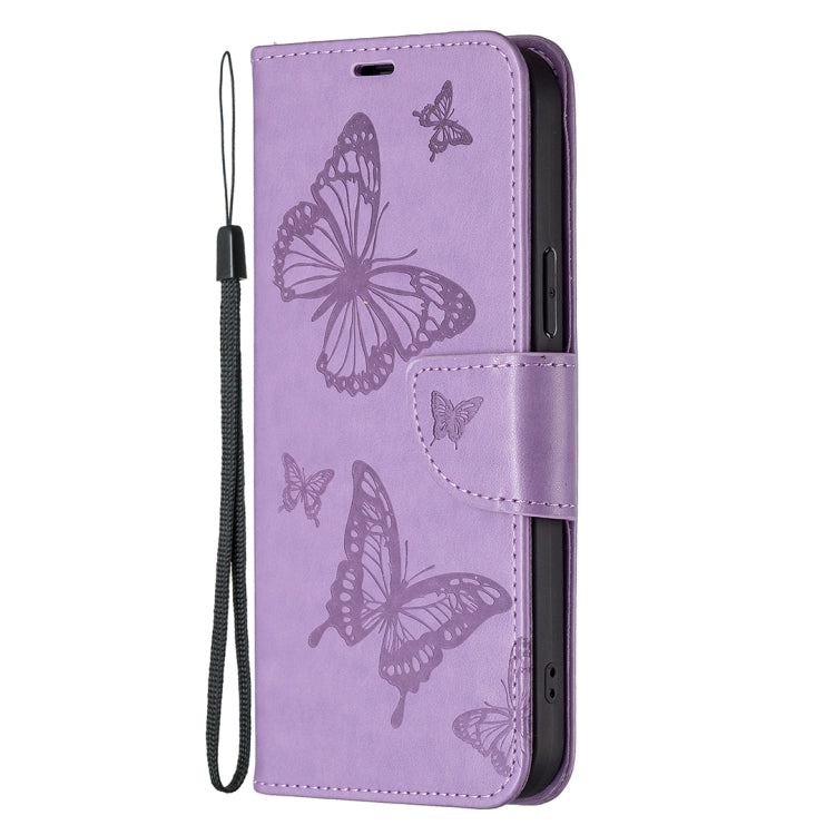 For Xiaomi Redmi 13C Two Butterflies Embossing Leather Phone Case(Purple) - 13C Cases by PMC TechLife | Online Shopping South Africa | PMC TechLife