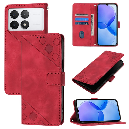 For Xiaomi Redmi K70 / K70 Pro Skin Feel Embossed Leather Phone Case(Red) - K70 Cases by PMC Jewellery | Online Shopping South Africa | PMC Jewellery | Buy Now Pay Later Mobicred