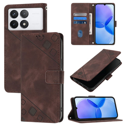 For Xiaomi Redmi K70 / K70 Pro Skin Feel Embossed Leather Phone Case(Brown) - K70 Cases by PMC Jewellery | Online Shopping South Africa | PMC Jewellery | Buy Now Pay Later Mobicred