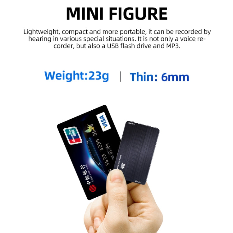JNN M2 Ultra-thin HD Noise Reduction Intelligent Control Voice Voice Recorder, Capacity:4GB(Black) - free shipping - PMC Jewellery - Order now!