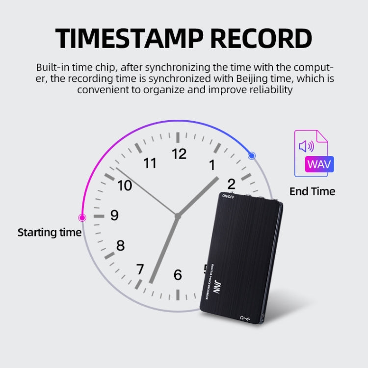 JNN M2 Ultra-thin HD Noise Reduction Intelligent Control Voice Voice Recorder, Capacity:64GB(Black) - Other Style by JNN | Online Shopping South Africa | PMC Jewellery | Buy Now Pay Later Mobicred