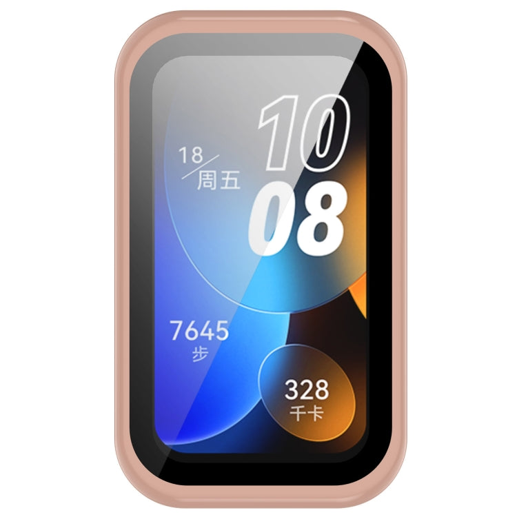 For Huawei Band 10 / 9 / 8 PC + Tempered Film Integrated Protective Watch Case(Pink) - Watch Cases by PMC TechLife | Online Shopping South Africa | PMC TechLife | Buy Now Pay Later Mobicred