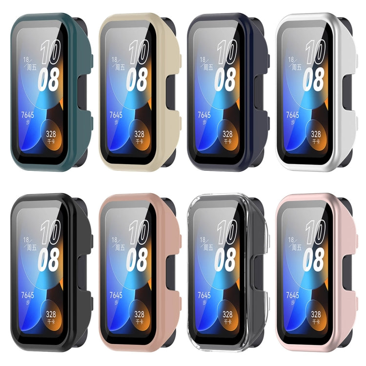 For Huawei Band 9 / 8 PC + Tempered Film Integrated Protective Watch Case(Matte Silver) - Watch Cases by PMC TechLife | Online Shopping South Africa | PMC TechLife