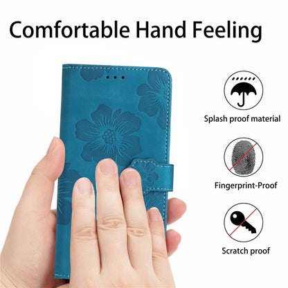 For OPPO A18 Flower Embossing Pattern Leather Phone Case(Blue) - A18 Cases by PMC Jewellery | Online Shopping South Africa | PMC Jewellery | Buy Now Pay Later Mobicred