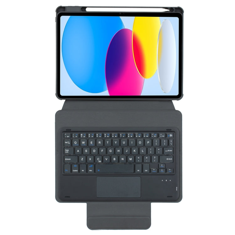 For iPad 11 2025 / 10th Gen 10.9 2022 F10B-A 360 Rotation Acrylic Transparent Bluetooth Keyboard Leather Case With Touch Control(Black) - free shipping - PMC TechLife - Order now!