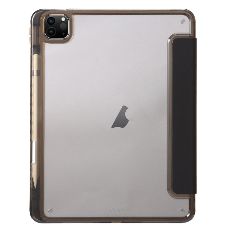 For iPad Pro 13 2024 Clear Acrylic 3-Fold Leather Tablet Case(Black) - iPad Pro 13 2024 Cases by PMC TechLife | Online Shopping South Africa | PMC TechLife | Buy Now Pay Later Mobicred