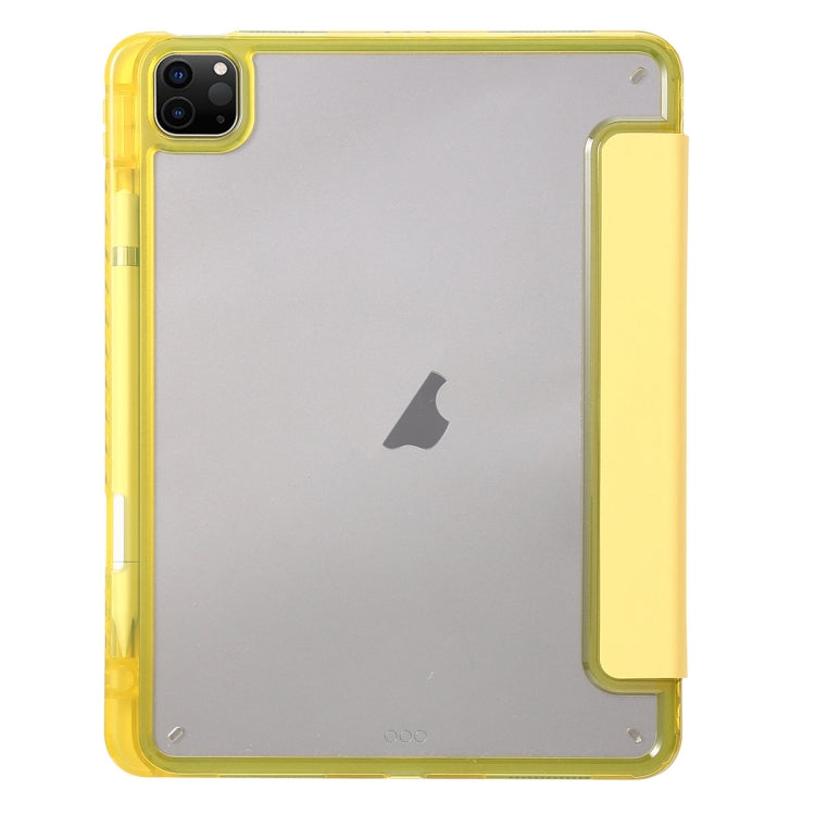 For iPad Pro 13 2024 Clear Acrylic 3-Fold Leather Tablet Case(Yellow) - iPad Pro 13 2024 Cases by PMC Jewellery | Online Shopping South Africa | PMC Jewellery | Buy Now Pay Later Mobicred