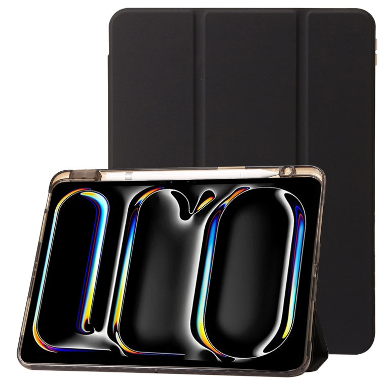 For iPad Air 11 2024 Clear Acrylic 3-Fold Leather Tablet Case(Black) - iPad Air 11 2024 Cases by PMC Jewellery | Online Shopping South Africa | PMC Jewellery | Buy Now Pay Later Mobicred