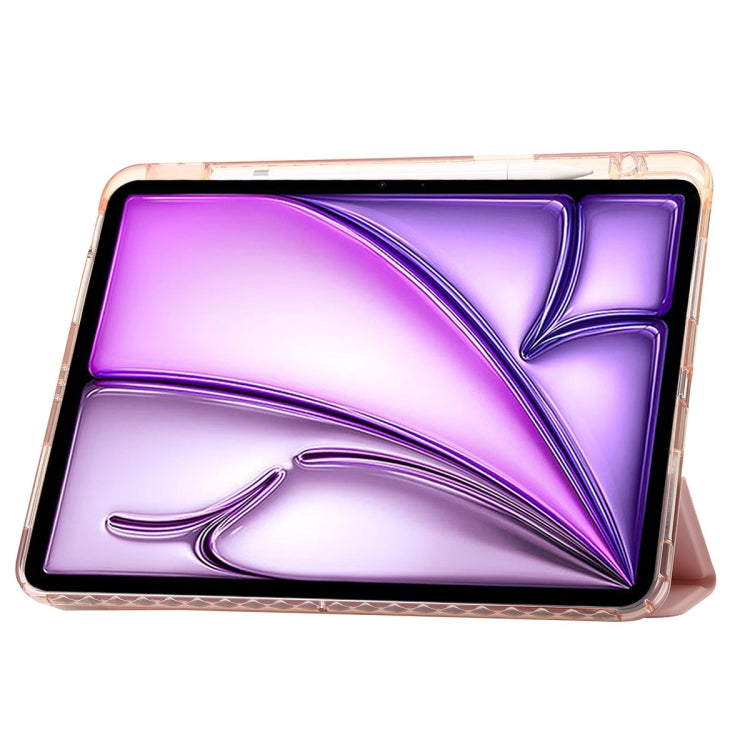 For iPad Air 13 2024 Clear Acrylic 3-Fold Leather Tablet Case(Pink) - iPad Air 13 2024 Cases by PMC Jewellery | Online Shopping South Africa | PMC Jewellery | Buy Now Pay Later Mobicred