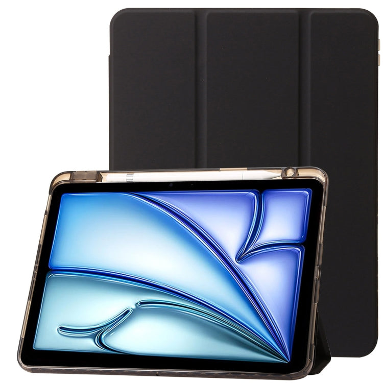 For iPad Pro 11 2024 Clear Acrylic 3-Fold Leather Tablet Case(Black) - iPad Pro 11 2024 Cases by PMC Jewellery | Online Shopping South Africa | PMC Jewellery | Buy Now Pay Later Mobicred