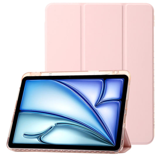 For iPad Pro 11 2024 Clear Acrylic 3-Fold Leather Tablet Case(Pink) - iPad Pro 11 2024 Cases by PMC Jewellery | Online Shopping South Africa | PMC Jewellery | Buy Now Pay Later Mobicred