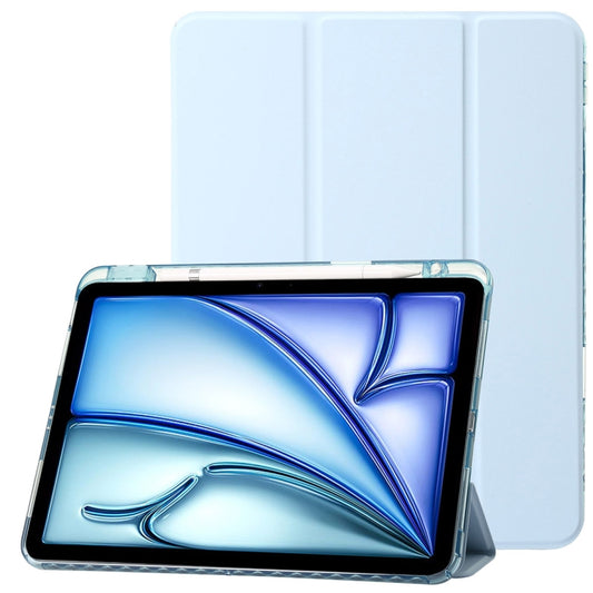 For iPad Pro 11 2024 Clear Acrylic 3-Fold Leather Tablet Case(Ice Blue) - iPad Pro 11 2024 Cases by PMC Jewellery | Online Shopping South Africa | PMC Jewellery | Buy Now Pay Later Mobicred