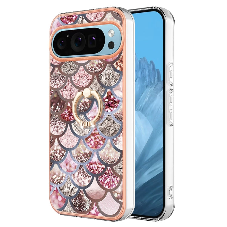 For Google Pixel 9 / 9 Pro Electroplating IMD TPU Phone Case with Ring(Pink Scales) - Google Cases by PMC Jewellery | Online Shopping South Africa | PMC Jewellery | Buy Now Pay Later Mobicred