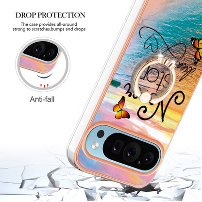 For Google Pixel 9 / 9 Pro Electroplating IMD TPU Phone Case with Ring(Dream Butterfly) - Google Cases by PMC Jewellery | Online Shopping South Africa | PMC Jewellery | Buy Now Pay Later Mobicred