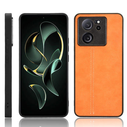 For Xiaomi 13T / Redmi K60 Ultra Sewing Cow Pattern Skin PC + PU + TPU Phone Case(Orange) - Redmi K60 Ultra Cases by PMC Jewellery | Online Shopping South Africa | PMC Jewellery | Buy Now Pay Later Mobicred