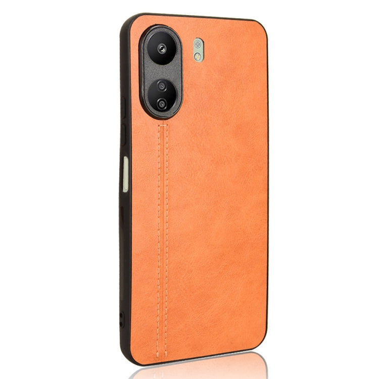 For Xiaomi Redmi 13C 4G / Poco C65 Sewing Cow Pattern Skin PC + PU + TPU Phone Case(Orange) - 13C Cases by PMC Jewellery | Online Shopping South Africa | PMC Jewellery | Buy Now Pay Later Mobicred