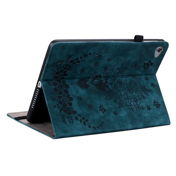 For Huawei MediaPad M5 Lite / C5 10.1 Butterfly Rose Embossed Leather Tablet Case(Dark Blue) - Huawei Cases by PMC TechLife | Online Shopping South Africa | PMC TechLife | Buy Now Pay Later Mobicred