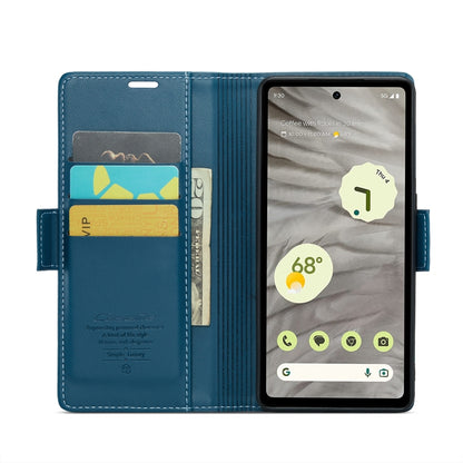 For Google Pixel 7a CaseMe 023 Butterfly Buckle Litchi Texture RFID Anti-theft Leather Phone Case(Blue) - Google Cases by CaseMe | Online Shopping South Africa | PMC Jewellery | Buy Now Pay Later Mobicred