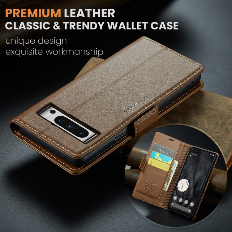 For Google Pixel 8 Pro CaseMe 023 Butterfly Buckle Litchi Texture RFID Anti-theft Leather Phone Case(Brown) - Google Cases by CaseMe | Online Shopping South Africa | PMC Jewellery | Buy Now Pay Later Mobicred