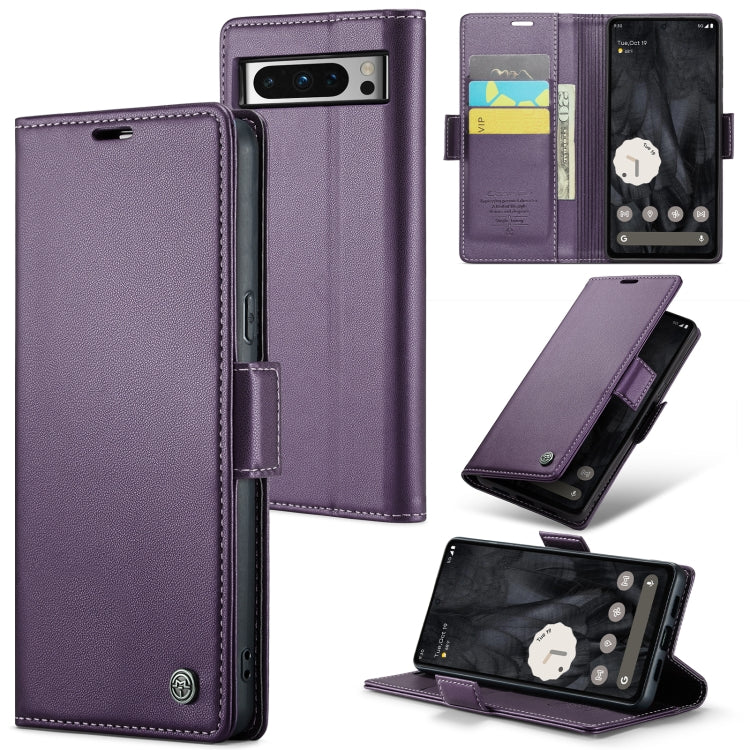 For Google Pixel 8 Pro CaseMe 023 Butterfly Buckle Litchi Texture RFID Anti-theft Leather Phone Case(Pearly Purple) - Google Cases by CaseMe | Online Shopping South Africa | PMC Jewellery | Buy Now Pay Later Mobicred