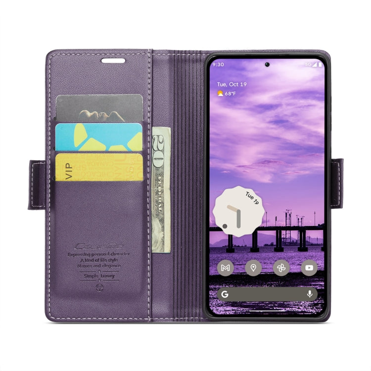 For Google Pixel 9 / 9 Pro CaseMe 023 Butterfly Buckle Litchi Texture RFID Anti-theft Leather Phone Case(Pearly Purple) - Google Cases by CaseMe | Online Shopping South Africa | PMC Jewellery | Buy Now Pay Later Mobicred