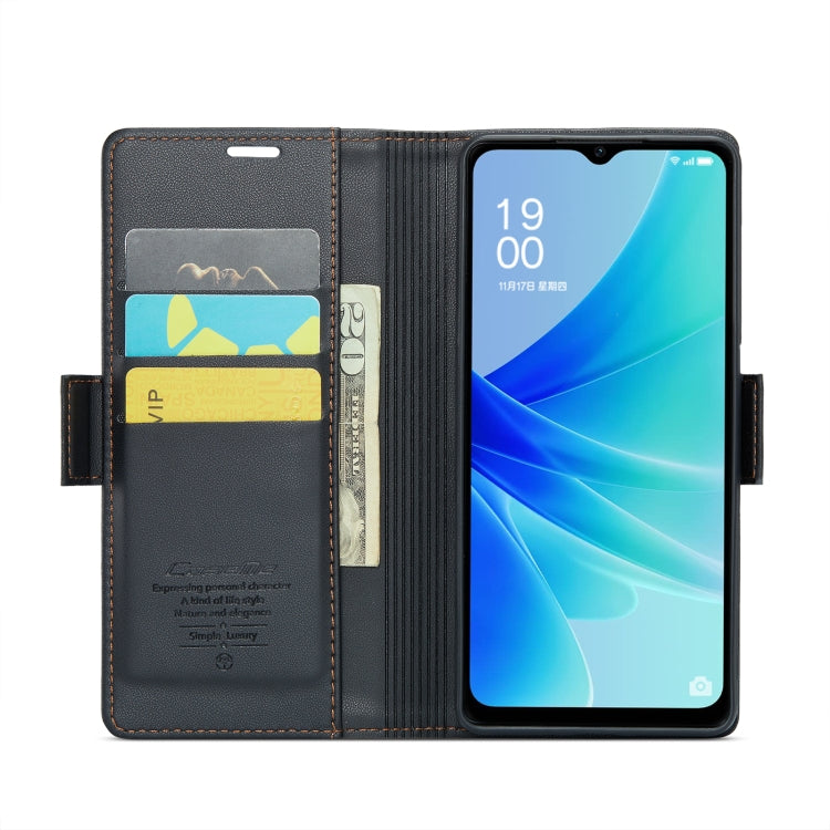 For OPPO A57 4G Global/A57s 4G Global CaseMe 023 Butterfly Buckle Litchi Texture RFID Anti-theft Leather Phone Case(Black) - OPPO Cases by CaseMe | Online Shopping South Africa | PMC Jewellery | Buy Now Pay Later Mobicred