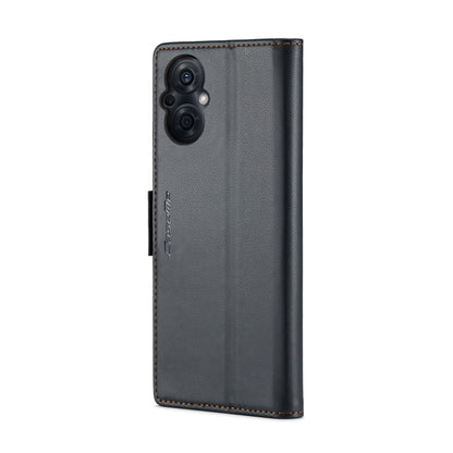 For OPPO Reno8 Lite Global CaseMe 023 Butterfly Buckle Litchi Texture RFID Anti-theft Leather Phone Case(Black) - OPPO Cases by CaseMe | Online Shopping South Africa | PMC Jewellery | Buy Now Pay Later Mobicred