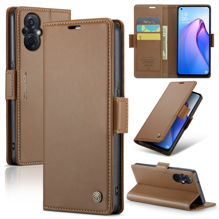 For OPPO F21 Pro 5G Globa/Reno8 Z Global CaseMe 023 Butterfly Buckle Litchi Texture RFID Anti-theft Leather Phone Case(Brown) - OPPO Cases by CaseMe | Online Shopping South Africa | PMC Jewellery | Buy Now Pay Later Mobicred