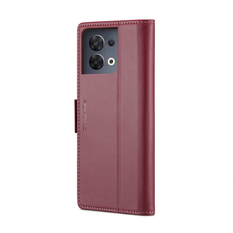 For OPPO Reno8 5G Global CaseMe 023 Butterfly Buckle Litchi Texture RFID Anti-theft Leather Phone Case(Wine Red) - OPPO Cases by CaseMe | Online Shopping South Africa | PMC Jewellery | Buy Now Pay Later Mobicred