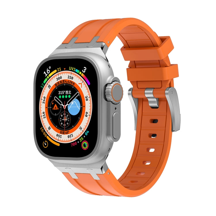 AP Silicone Watch Band For Apple Watch SE 2023 40mm(Silver Orange) - Watch Bands by PMC Jewellery | Online Shopping South Africa | PMC Jewellery