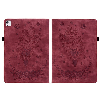 For iPad Air 11 2024 Butterfly Rose Embossed Leather Smart Tablet Case(Red) - iPad Air 11 2024 Cases by PMC Jewellery | Online Shopping South Africa | PMC Jewellery | Buy Now Pay Later Mobicred