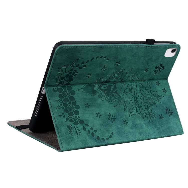 For iPad Air 11 2024 Butterfly Rose Embossed Leather Smart Tablet Case(Green) - iPad Air 11 2024 Cases by PMC Jewellery | Online Shopping South Africa | PMC Jewellery | Buy Now Pay Later Mobicred