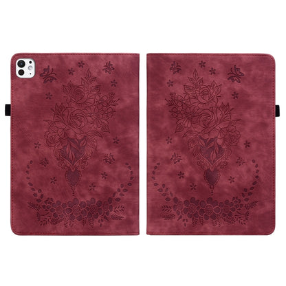 For iPad Pro 11 2024 Butterfly Rose Embossed Leather Smart Tablet Case(Red) - iPad Pro 11 2024 Cases by PMC Jewellery | Online Shopping South Africa | PMC Jewellery | Buy Now Pay Later Mobicred