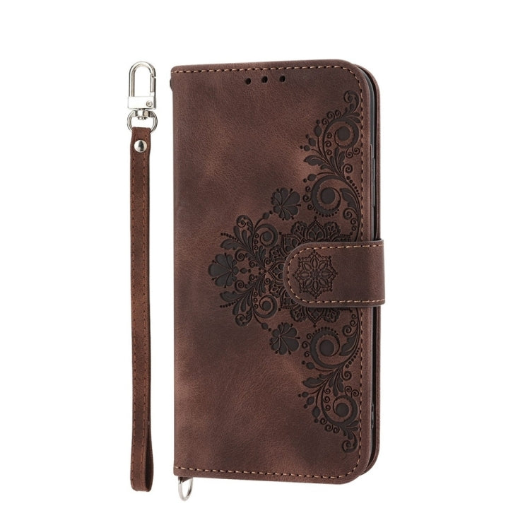 For Honor Magic6 Pro Skin-feel Flowers Embossed Wallet Leather Phone Case(Brown) - Honor Cases by PMC Jewellery | Online Shopping South Africa | PMC Jewellery | Buy Now Pay Later Mobicred