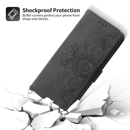 For Honor Magic6 Pro Skin-feel Flowers Embossed Wallet Leather Phone Case(Black) - Honor Cases by PMC Jewellery | Online Shopping South Africa | PMC Jewellery | Buy Now Pay Later Mobicred