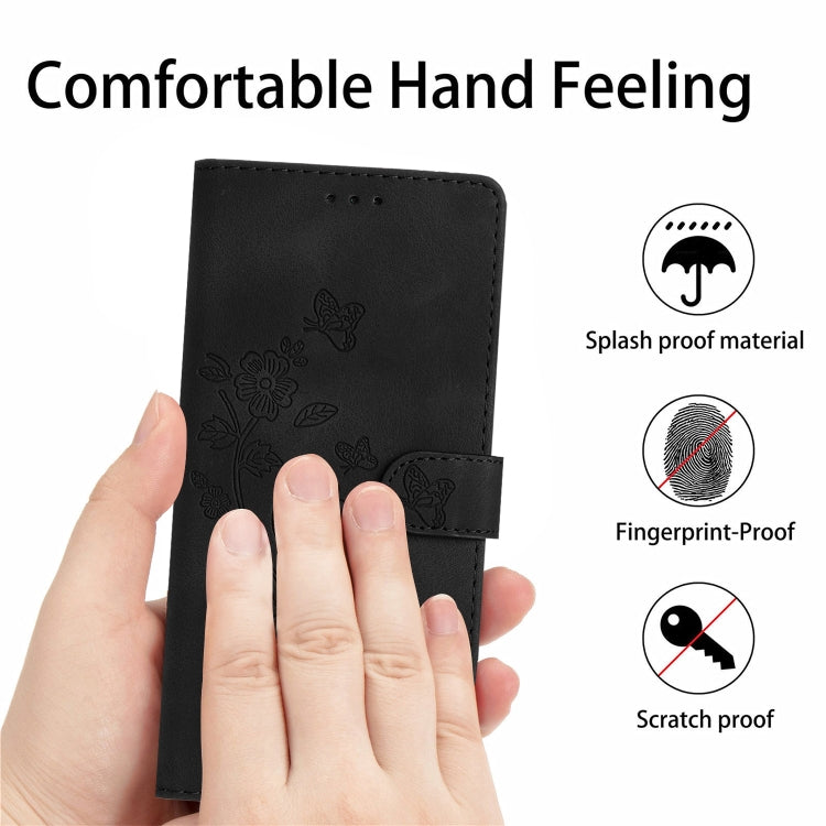 For iPhone 16 Pro Flower Butterfly Embossing Pattern Leather Phone Case(Black) - iPhone 16 Pro Cases by PMC TechLife | Online Shopping South Africa | PMC TechLife | Buy Now Pay Later Mobicred