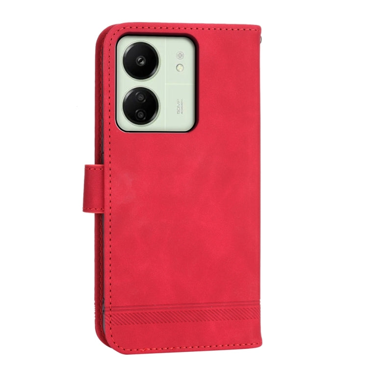 For Xiaomi Redmi 13C Dierfeng Dream Line TPU + PU Leather Phone Case(Red) - 13C Cases by PMC Jewellery | Online Shopping South Africa | PMC Jewellery | Buy Now Pay Later Mobicred