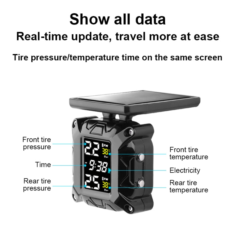 M9 Color Screen Motorcycle Solar Wireless Tire Pressure Monitor With Rear Mirror Bolt Mount - Electrical System by PMC TechLife | Online Shopping South Africa | PMC TechLife | Buy Now Pay Later Mobicred