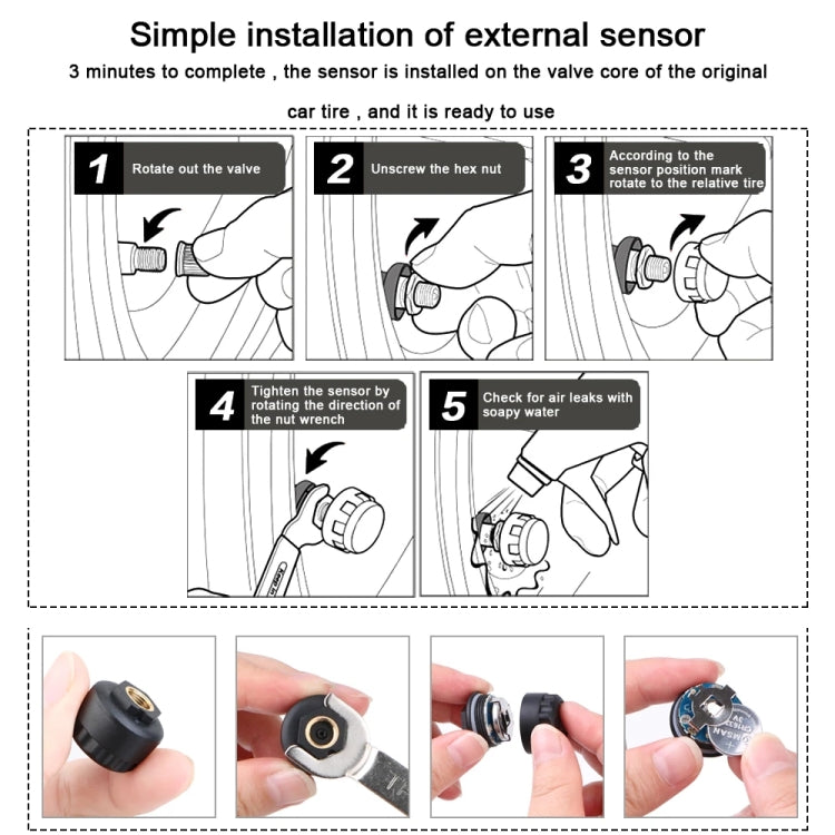 Front Wheel Tire Pressure Temperature Monitoring Sensor(Black) - Electrical System by PMC TechLife | Online Shopping South Africa | PMC TechLife | Buy Now Pay Later Mobicred