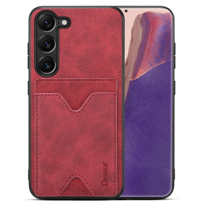 For Samsung Galaxy S24 5G Denior PU Back Cover Card Slot Holder Phone Case(Red) - Galaxy S24 5G Cases by Denior | Online Shopping South Africa | PMC Jewellery | Buy Now Pay Later Mobicred