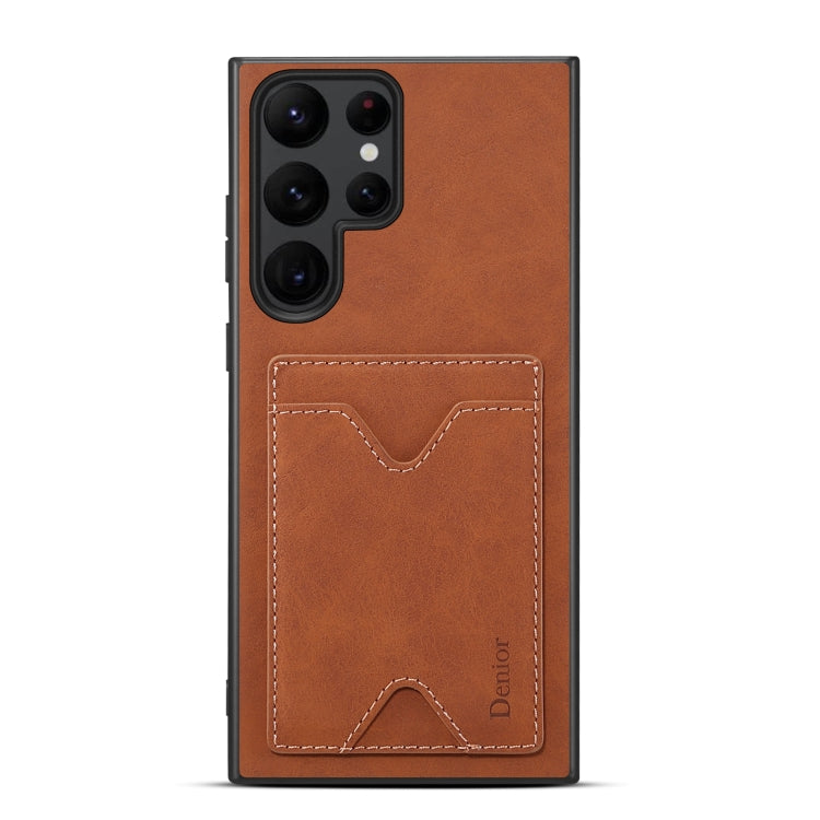 For Samsung Galaxy S24 Ultra 5G Denior PU Back Cover Card Slot Holder Phone Case(Brown) - Galaxy S24 Ultra 5G Cases by Denior | Online Shopping South Africa | PMC Jewellery | Buy Now Pay Later Mobicred