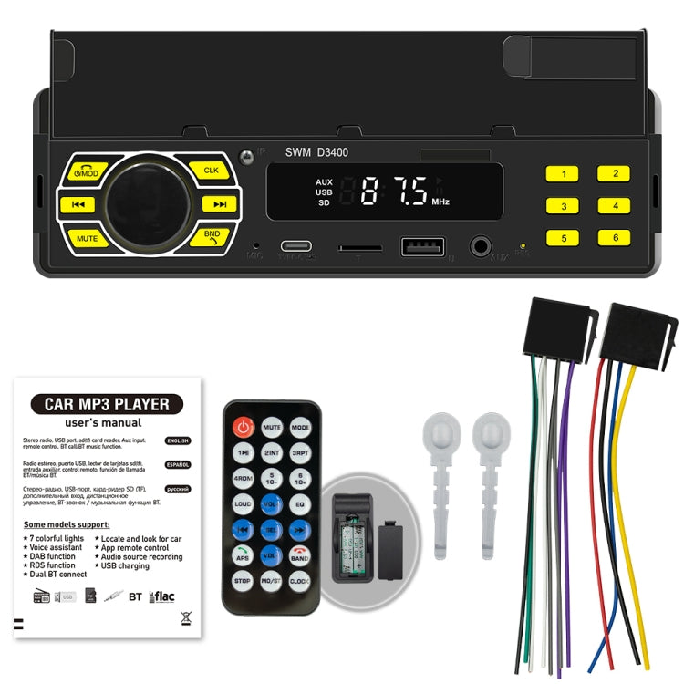 SWM D3400 Car Bluetooth MP3 Player Support Smart Voice Assistant / FM(Black) - Car MP3 & MP4 & MP5 by PMC TechLife | Online Shopping South Africa | PMC TechLife | Buy Now Pay Later Mobicred