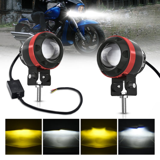 M7 1 Pair Motorcycle Two-color Spotlight(Black) - Headlights by PMC Jewellery | Online Shopping South Africa | PMC Jewellery | Buy Now Pay Later Mobicred